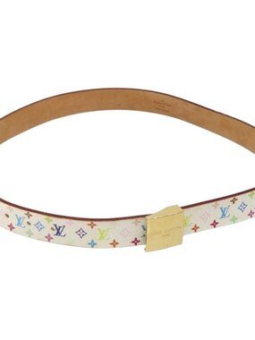 LOUIS VUITTON Monogram Multicolor Ceinture Carre Belt White M9270U Auth EC172V
